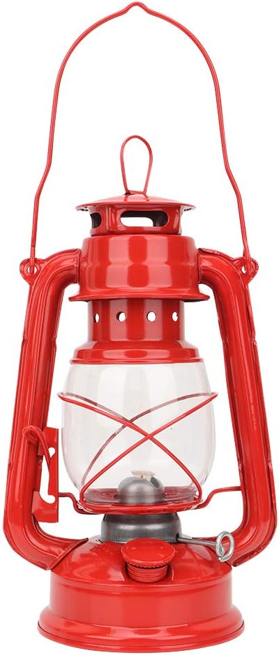 Oil Lamps & Accessories - Vintage Oil Lamp, Storm Wick Metal Kerosene Lamp Large Capacity Portable Burning Lantern Light for Camping Hiking Outdoor Patio Decoration(Red)
