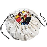 Mini Play Mat and Toy Storage Bag - Durable Floor Activity Organizer Mat - Drawstring Portable Container for Kids Toys, Books - 16