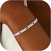 FTPWP S925 Sterling Silver Flat Figaro Bracelet for Women,5mm Wheat Sterling Silver Link Chain Bracelet for Women Jewelry Gift