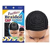 FreeTress Shake N Go Braided Cap Full Bang Pattern Crochet or Weave Hair Head Black by Freetress