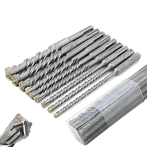 Donken SDS Drill Bit Set, Wood Metal Drill Bit Set, 9PCS (5mm~16mm) Cross Drill Bits SDS-Plus Electric Hammer Impact Drill Bit for Drill Holes in Concrete, Ceramic Tile, Stone, Plastic