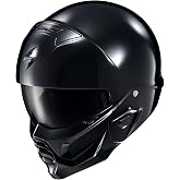 ScorpionEXO Covert 2 Open Face 3/4 Full Mode Motorcycle Helmet Bluetooth Ready Speaker Pockets Interchangeable Mouth Cover DOT Approved Solid (Gloss Black - Medium)