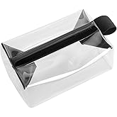 Cuteseason Premium Magnetic Clear Toiletry Bag – 0.7mm Thick Structured TPU Travel Organizer, Waterproof Transparent Cosmetic Case with Snap Closure, Modern Color Trim (Black Trim)