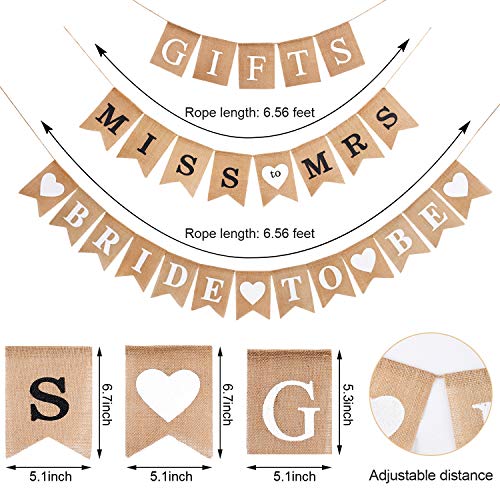 3 Pieces Bridal Shower Banner Garland Decoration Bride to Be Banner Gifts Banner Rustic Burlap Bunti - //coolthings.us