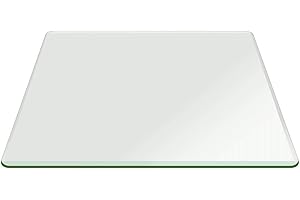 Fab Glass and Mirror 18" Inch Square 1/2" Thick Tempered Radius Corners Beveled Edge Polish Glass Table Top, Clear