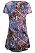 Sixother Womens Tie Dye Tunics Summer Casual Short Sleeves Tops V Neck Blouses, Blue Pink, Size L