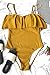 CUPSHE Women's Yellow Falbala with Lining Padding One Piece Swimsuits Beach Bathing Suit (S,Yellow Falbala)