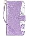 ULAK iPhone 8 Plus Case, iPhone 7 Plus Wallet Case, Glitter PU Leather Wallet Case with Kickstand and ID Card Slot Wrist Strap Shockproof Flip Cover for iPhone 8 Plus - Light Purple