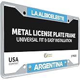 Desert Cactus Argentine Football Association Car Accessories AFA Argentina Albiceleste Soccer Metal License Plate Frame and Tag Holder for Front or Rear of Vehicle (Frame - Design C)