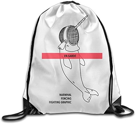 YIYIGO Narwhal Fencing Fighting Graphic Drawstring Backpack For Boys Girls Training Gym Sack Print Drawstring Backpack Rucksack Shoulder Bags Gym Bag