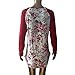 AIMTOPPY Fashion Women Long Sleeve Floral Striped Splicing O-Neck T-Shirt Blouse (XL, Red)