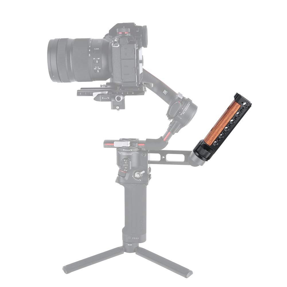NICEYRIG Handgrip for DJI RS 2, Wooden Handle with Threaded Holes Cold Shoe Mount