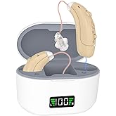 Rechargeable Hearing Aids for Seniors / OTC Hearing Aids for People with Hearing Loss – Featuring Sound Quality Restoration, Intelligent Noise Reduction, 80h Standby, One-Button Operation, Comfortable Wearing
