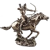 Mohican Warrior Statue on Horseback Shooting Arrow Sculpture Figurine