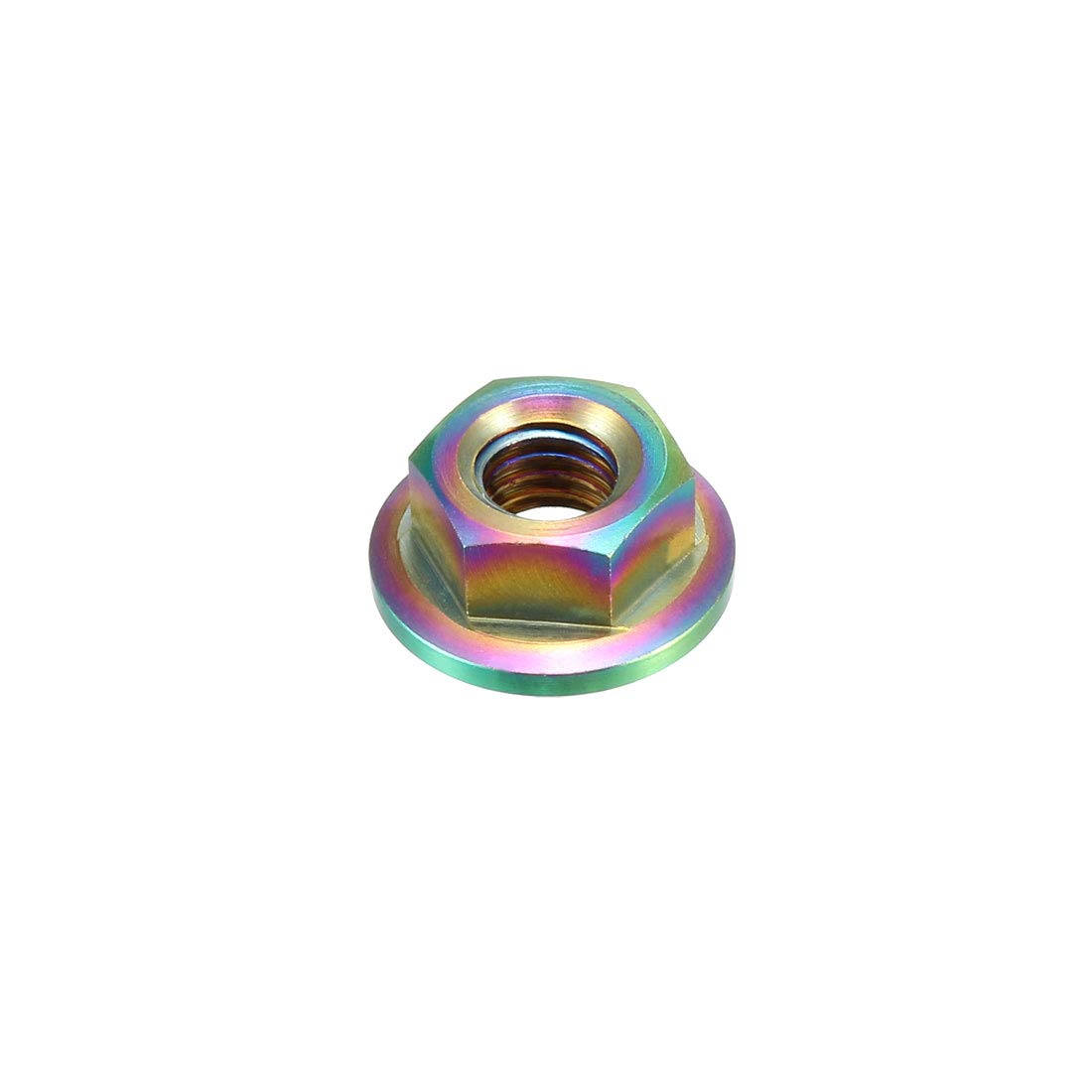 sourcing map Metric M5x0.8mm TC4 Titanium Hex Head Flange Nut (Colorful)