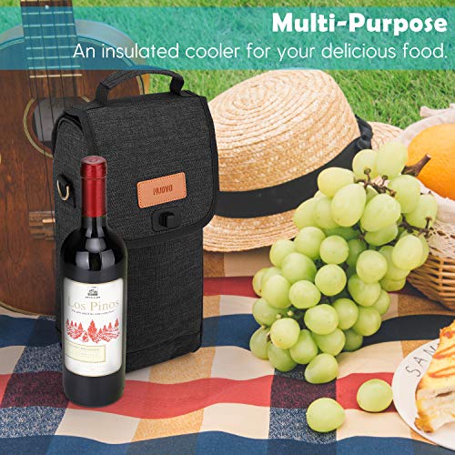Nuovoware 2 Bottle Insulated Wine Carrier Tote, Portable Wine Tote