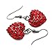Valentine's Day Red Heart Earrings Love Be Mine Dangle Hook Style Red Paved Rhinestone Fashion Jewelry