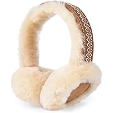 Harssidanzar Winter Earmuffs for Women, Sheepskin Foldable Outdoor Earmuffs HL304US