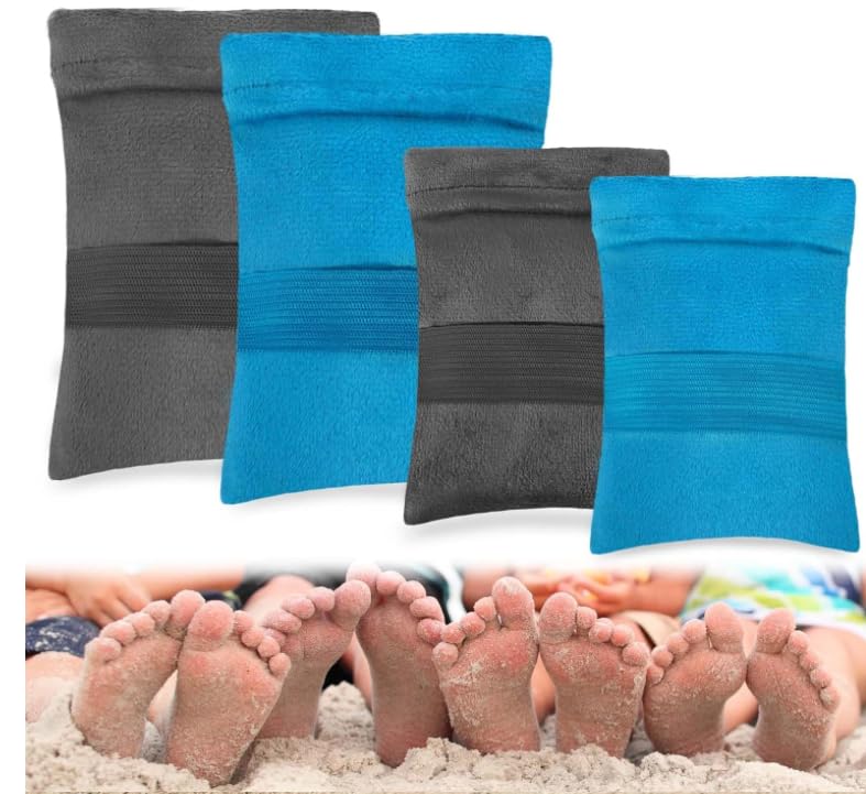 Tefola Sand Remover for Beach, 6 Pieces Coral Fleece Sand Wipe Off Glove with Elastic Band, Sand Screen Sand Remover for Sand Remover, Outdoor Activities and Exercise (4 Large + 2 Small)