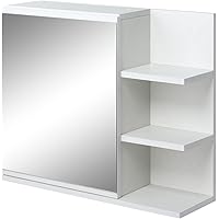 kleankin Medicine Cabinet with Mirror, Wall Mounted Bathroom Mirror Cabinet, Bathroom Wall Cabinet with 3 Open Shelves, White