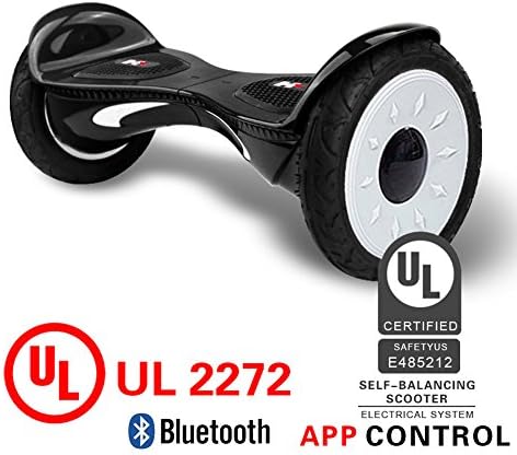 OVIDA-HX UL2272 Self Balancing Scooter with All-Terrain / Hoverboard, 10.5" Smart Two Wheel Self Balancing Electric Scooter with APP CONTROL /Bluetooth Speaker and LED Lights (Black)