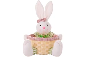 KUIOPYY Easter Candy Dish, Bunny Easter Basket, Easter Candy Storage Basket, Gift Box for Table Decor Easter Gift Easy to Use
