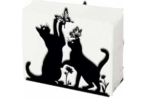 SUPERDANT Cat and Butterfly Napkin Holder for Tables Cat Playing with Butterfly Black Iron Napkin Holder Animal Theme Napkin 