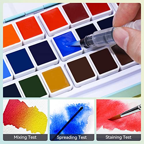 MeiLiang Watercolor Paint Set, 36 Vivid Colors In Pocket Box With Metal