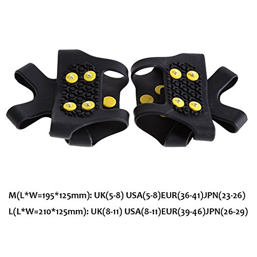 ezyoutdoor 1 Pair 10-Stud Anti-Slip Universal Snow Ice Gripper Outdoor Spikes Grips Cleats Crampons Climbing No Slip Shoes Cover Crampons Winter (Large:UK 8-11 26-29cm EUR 39-46)