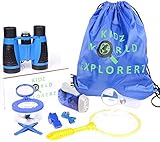 Binoculars For Kids By Olivia & Aiden - Outdoor Exploration Kit - Kids Binoculars, Compass, Hand Crank Flashlight, Whistle, Magnifying Glass, Insect Viewer Cup, Tweezers, and Backpack