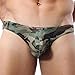 YiZYiF Camouflage Green Men's Low Rise Bulge Pouch G-string Underwear Shorts Large