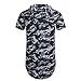 UNRESTRAINED Mens Shirt Short Sleeve Side Zip Urban Clothing For Men Navy Blue S