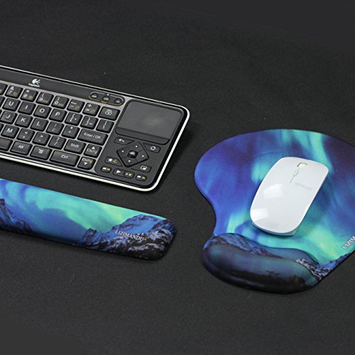 Keyboard Wrist Rest Pad and Mouse Wrist Rest Support Mouse Pad - Ergonomic Support - Premium Quality Foam - Durable & Comfortable & Lightweight for Easy Typing & Pain Relief(Northern Lights)