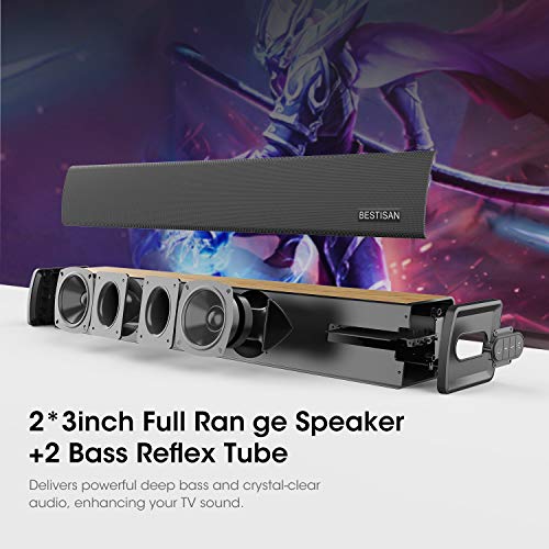Soundbar Bestisan Bluetooth TV Sound Bar 60W 24Inch with 3 Equalizer