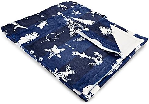 Island Girl Home IGH-THR32 Blue Sea Mix Fleece Throw Blanket, 60x50,White,60x50