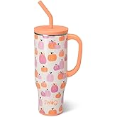 Swig Life 30oz Mega Mug, 30oz Tumbler with Handle and Straw, Large Insulated Tumblers, Cup Holder Friendly Travel Mug, Stainless Steel 30 oz Tumbler, Reusable Insulated Bottle (Pumpkins and Bows)