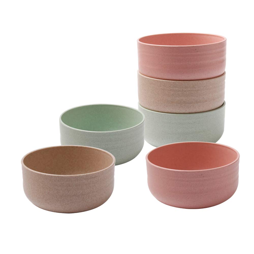 Bowls Set Microwave Safe Bowls - 6 Wheat Straw Bowls 13 oz Small Bowls Soup Dinner Rice Desert Ice Cream Cereal Bowls Microwave Freezer and Dishwasher Safe