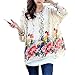 Imixbox Women Batwing Dolman Sleeve Chiffon Flowers Tops Blouse Large