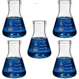 50ml Narrow Mouth Erlenmeyer Flask, Borosilicate Glass, Heavy Duty Rim, Thick Wall, Karter Scientific 213G46 (Pack of 5)