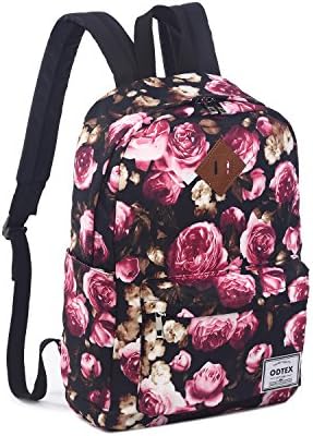 ODTEX Backpack Fits for 15 inch Laptop and Tablet Black Rose