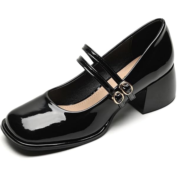 Amazon.com | ADKGBE Women's Patent Leather Metal Heart Closed