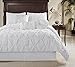 Chezmoi Collection Sydney 7 Piece Pintuck Duvet Cover Set, California King, White