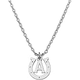 Personalized Horseshoe Necklace with Initial Charm, Stainless Steel Chain with Lucky Pendant, Custom Equestrian Jewelry, Western Riding Accessory, Unique Gift for Women, Horse Lovers, Special Occasions