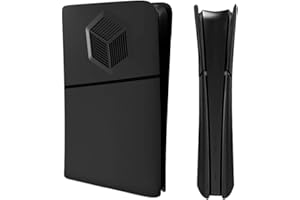 XinGeeek Faceplate Cover for PS5 Slim Digital Edition Faceplates with Cooling Vents Hard Shockproof Face Plate Cover Anti-Scratch Dustproof Protective ABS Case (Black)