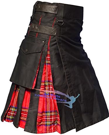 Black Leather Straps Hybird Utility Kilts (32)