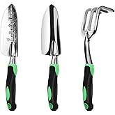 ZUZUAN Garden Tool Set, 3 Pack Aluminum Heavy Duty Gardening Kit Includes Hand Trowel, Transplant Trowel and Cultivator Hand 