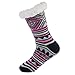 DG Hill Treehouse Knit (2 Pack) Womens Thick Knit Sherpa Fleece Lined Thermal Fuzzy Slipper Socks with Grippers