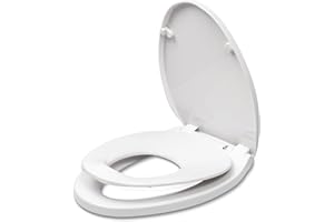 WSSROGY Elongated Toilet Seat with Slow Close Seat, Easy Clean, Suitable Standard Elongated or Oval Toilet with Thickened Plastic Lid, Plastic, White