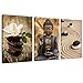 Live Art Decor - Buddha Canvas Wall Art Decor Flower and Basalt Stones Picture Photo on Canvas Stretched and Framed Zen Art Modern Home Decoration Spa Decorations - 48