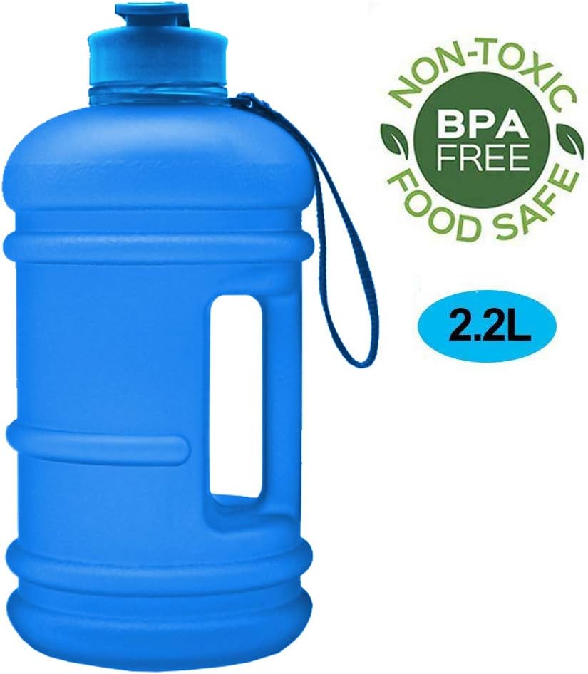 RICWINANN Water Jug 2.2L Large Sport Water Bottle Big Capacity Leakproof Container BPA Free Plastic with Carrying Loop Fitness for Camping Training Bicycle Hiking Gym Outdoor